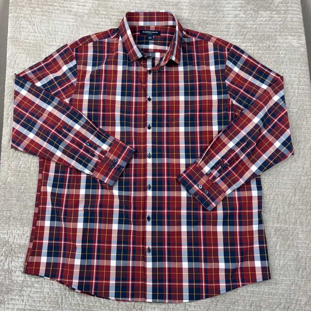 Mizzen + Main Leeward Mens XXL Classic Plaid Performance Button Down 1WS-0998